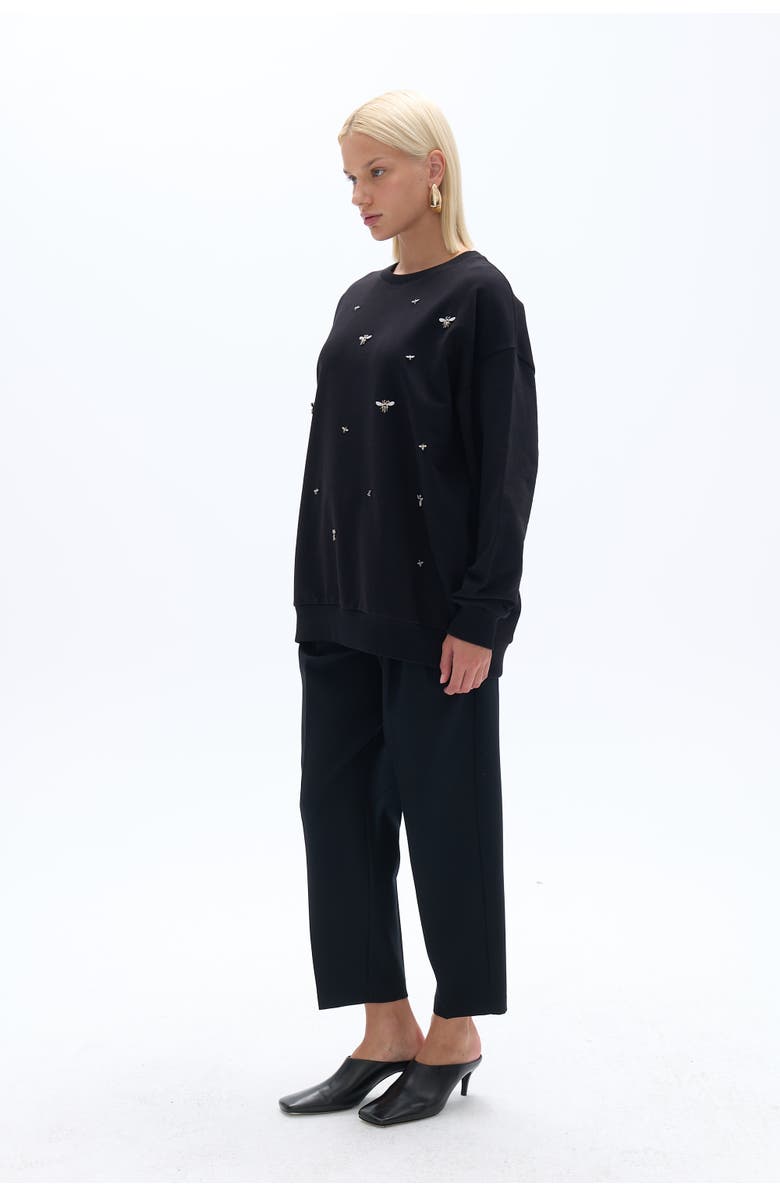 Nocturne Oversized Sweatshirt with Metallic Accessory Details, Alternate, color,