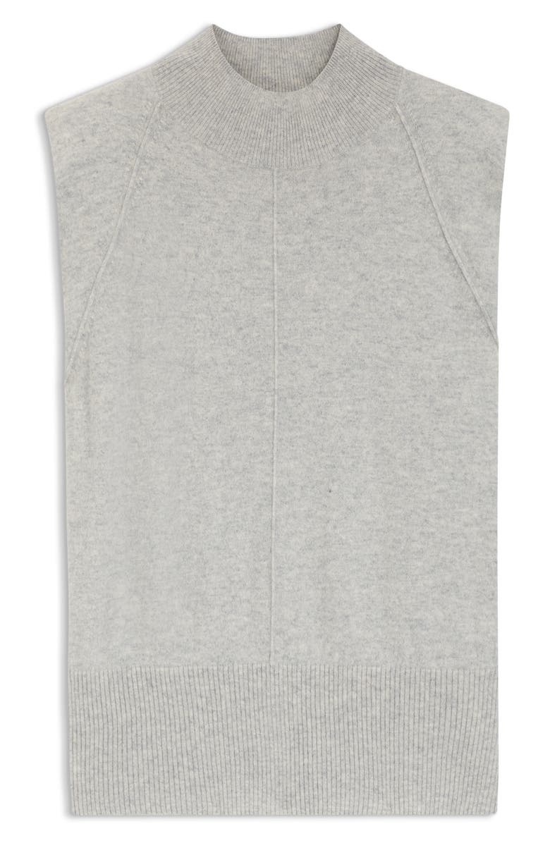 BOSS Futrani Cashmere Mock Neck Sleeveless Sweater, Alternate, color, Pebble Melange