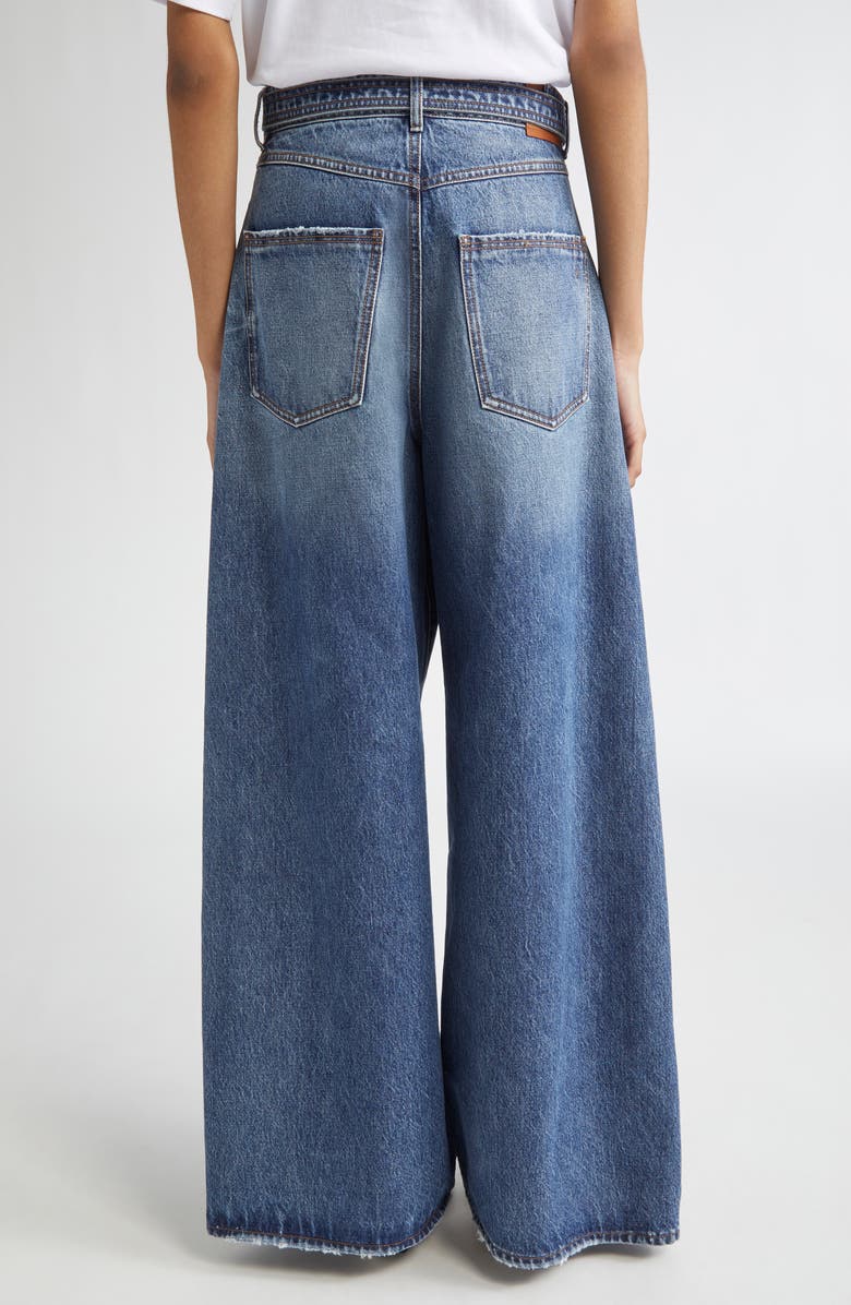 SPORTMAX Procida Belted Distressed Wide Leg Jeans, Alternate, color, Midnight Blue