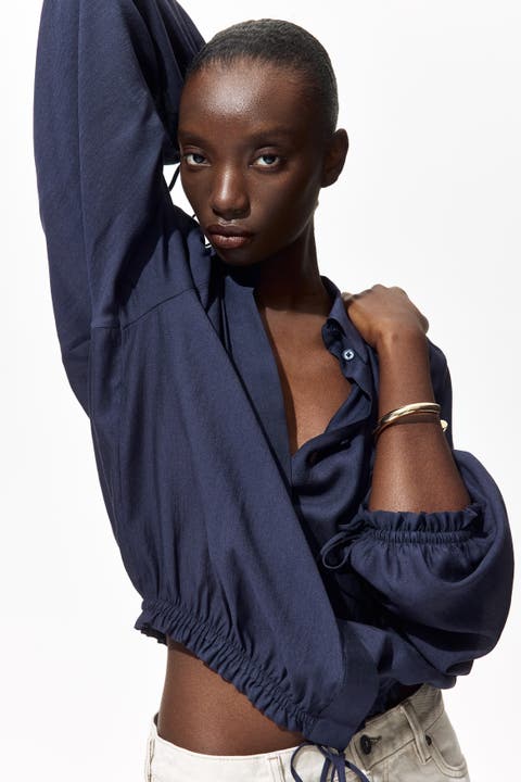 Oversized drawstring-detail shirt