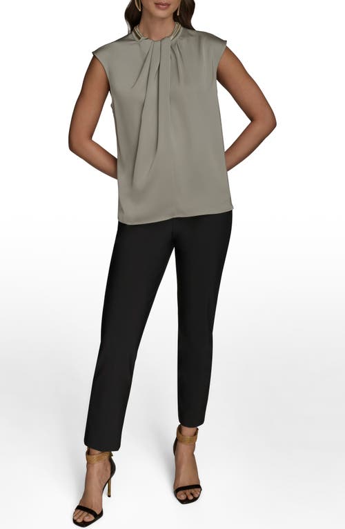 Donna Karan New York Twist Neck Hardware Sleeveless Top In Gold