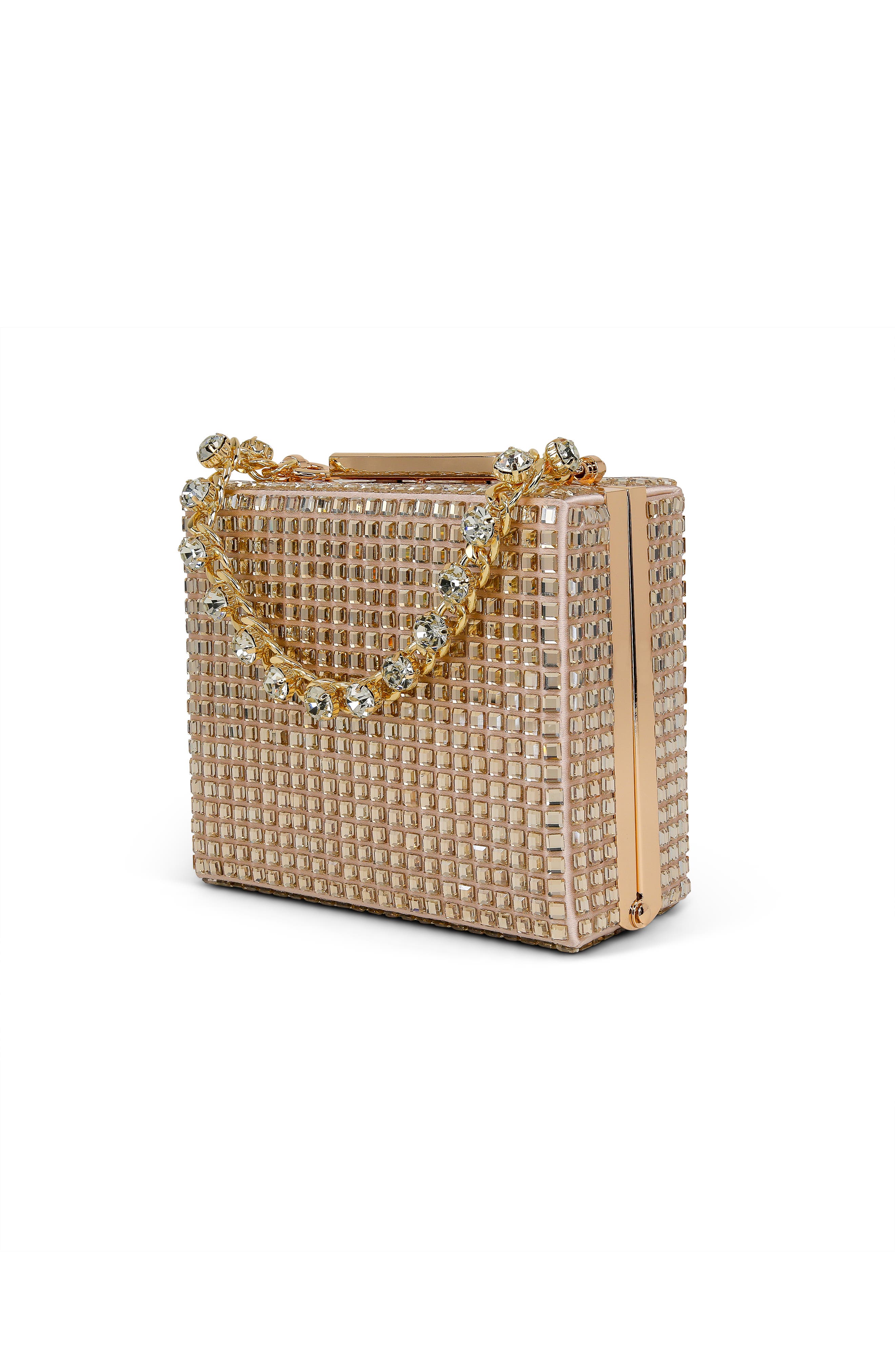 Jewel Badgley Mischka Serenity Crystal Box Clutch, Alternate, color, Champagne