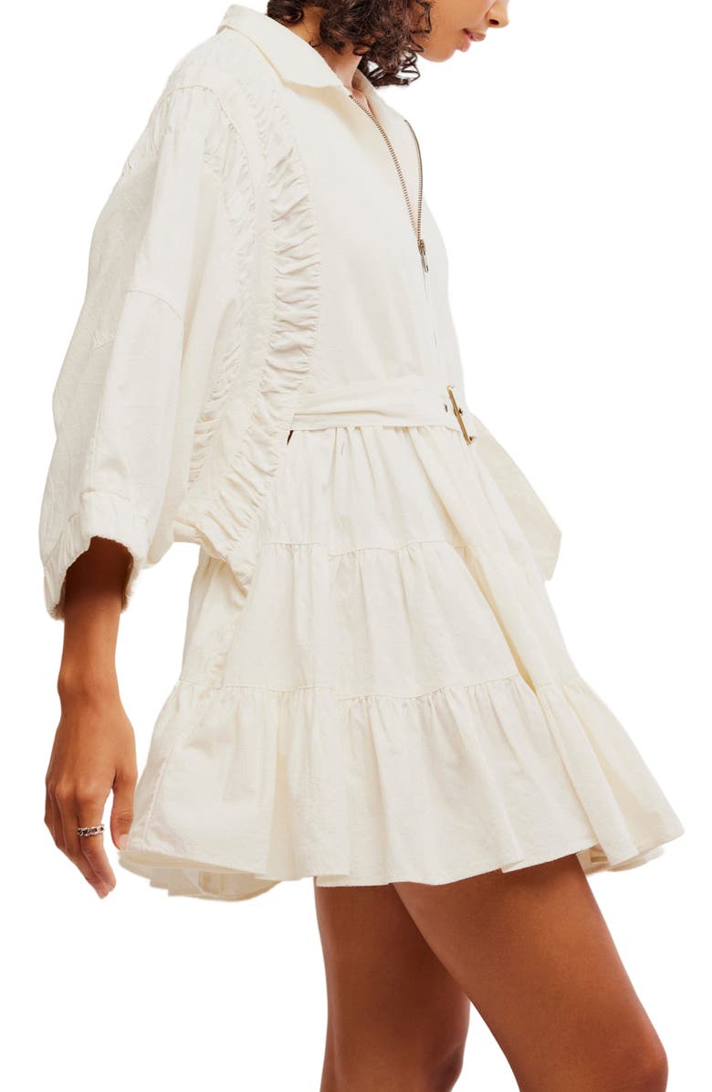 Free People Hampton Ruffle Belted Cotton Minidress, Alternate, color,