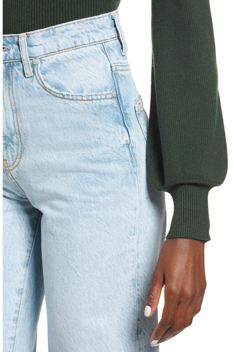 Rib V-Neck Gather Pullover, Alternate, color, FOREST GREEN