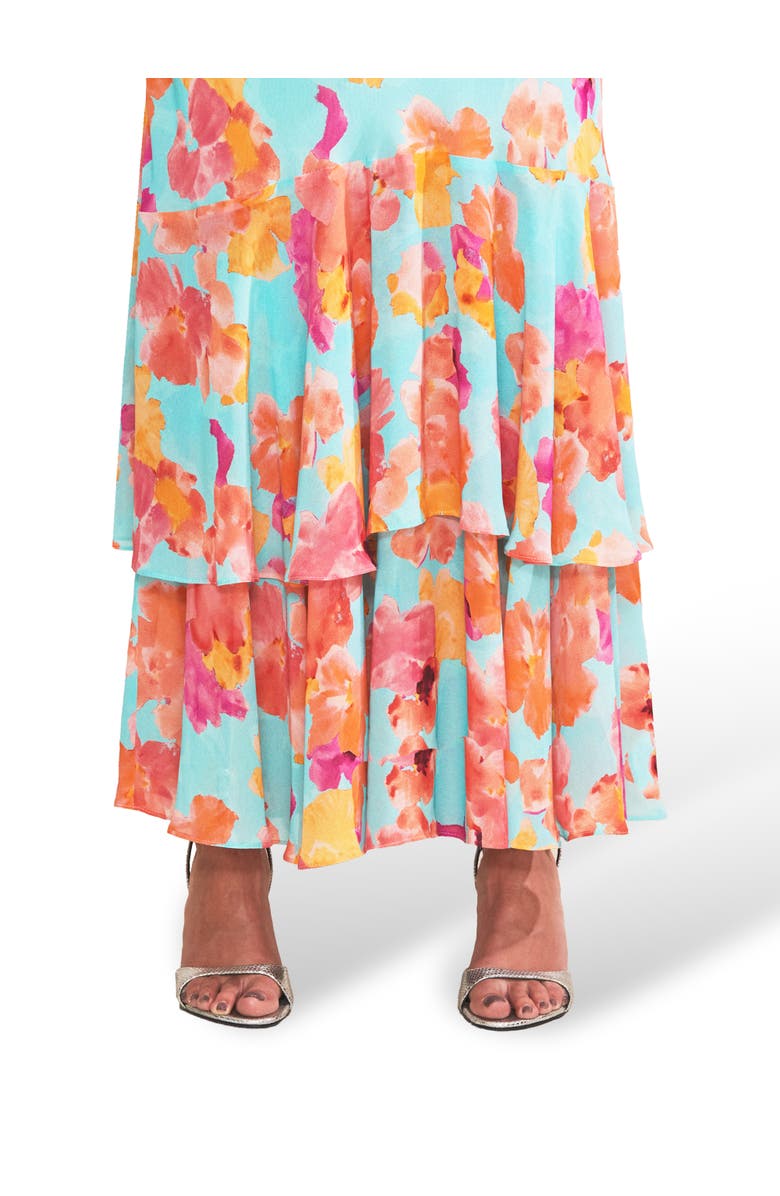 Ro&Zo Hazel Floral Frill Sleeve Dress, Alternate, color, Blue