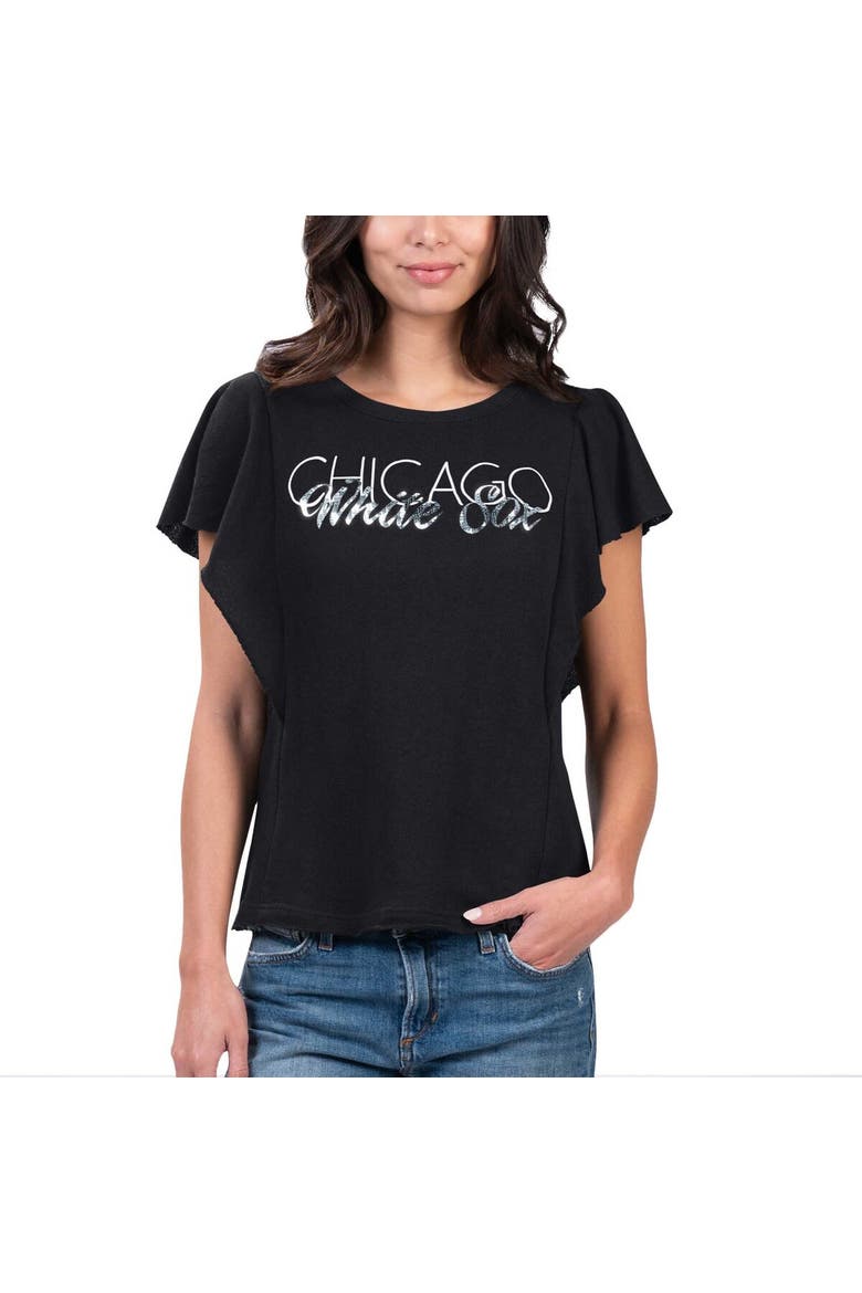 Women's G-III 4Her by Carl Banks Black Chicago White Sox Crowd Wave T-Shirt, Main, color, Black