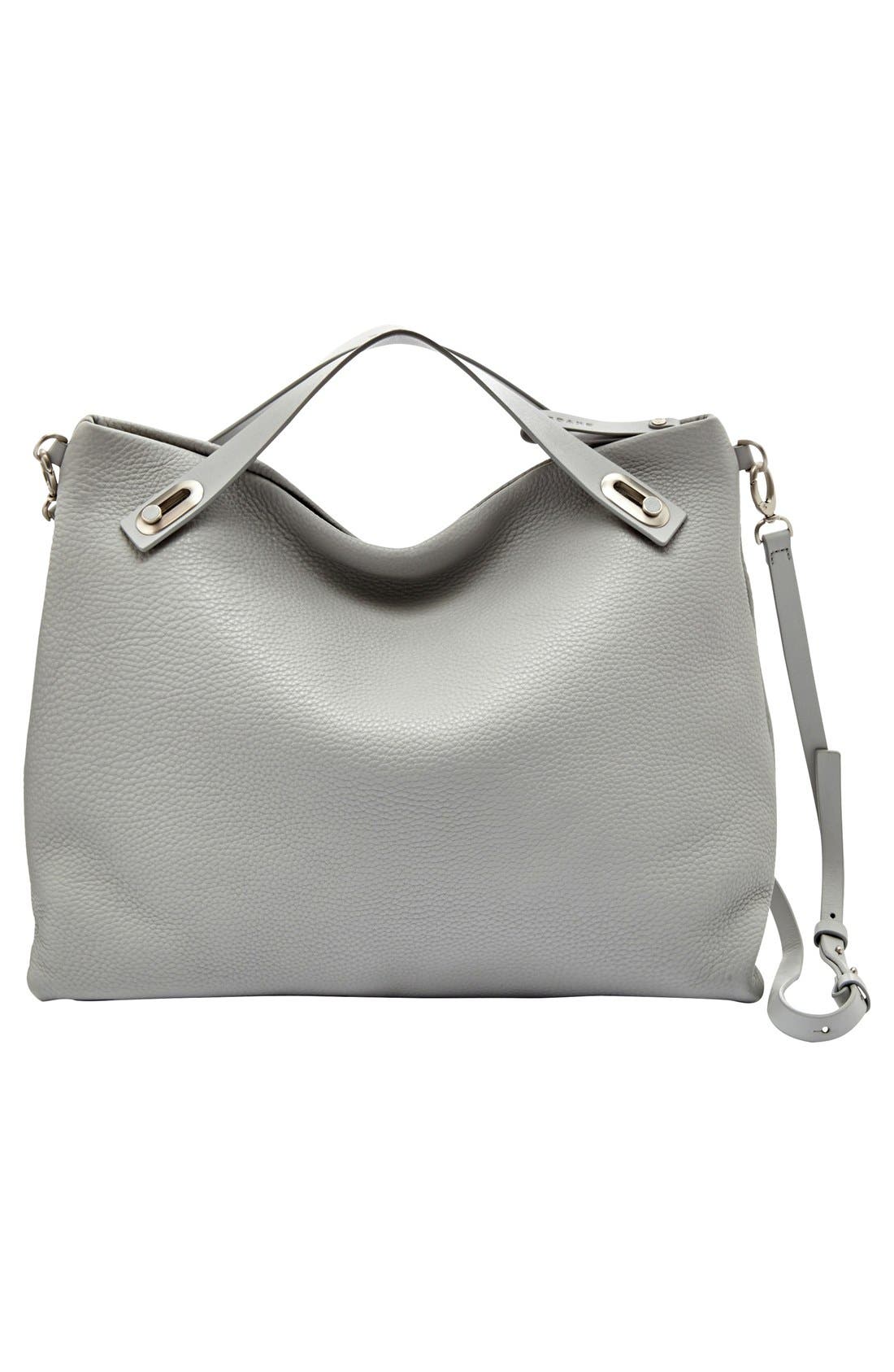 'Mikkeline' Leather Satchel, Alternate, color, LIGHT ASH