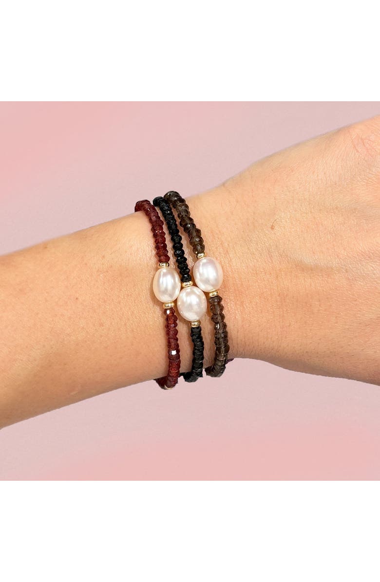 The Lovery Fine Jewelry Garnet Bead Pearl Bracelet, Alternate, color, Garnet