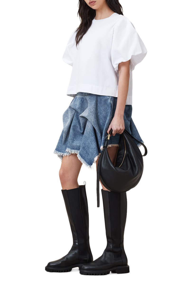 AllSaints Crissy Gathered Denim Skirt, Alternate, color, 