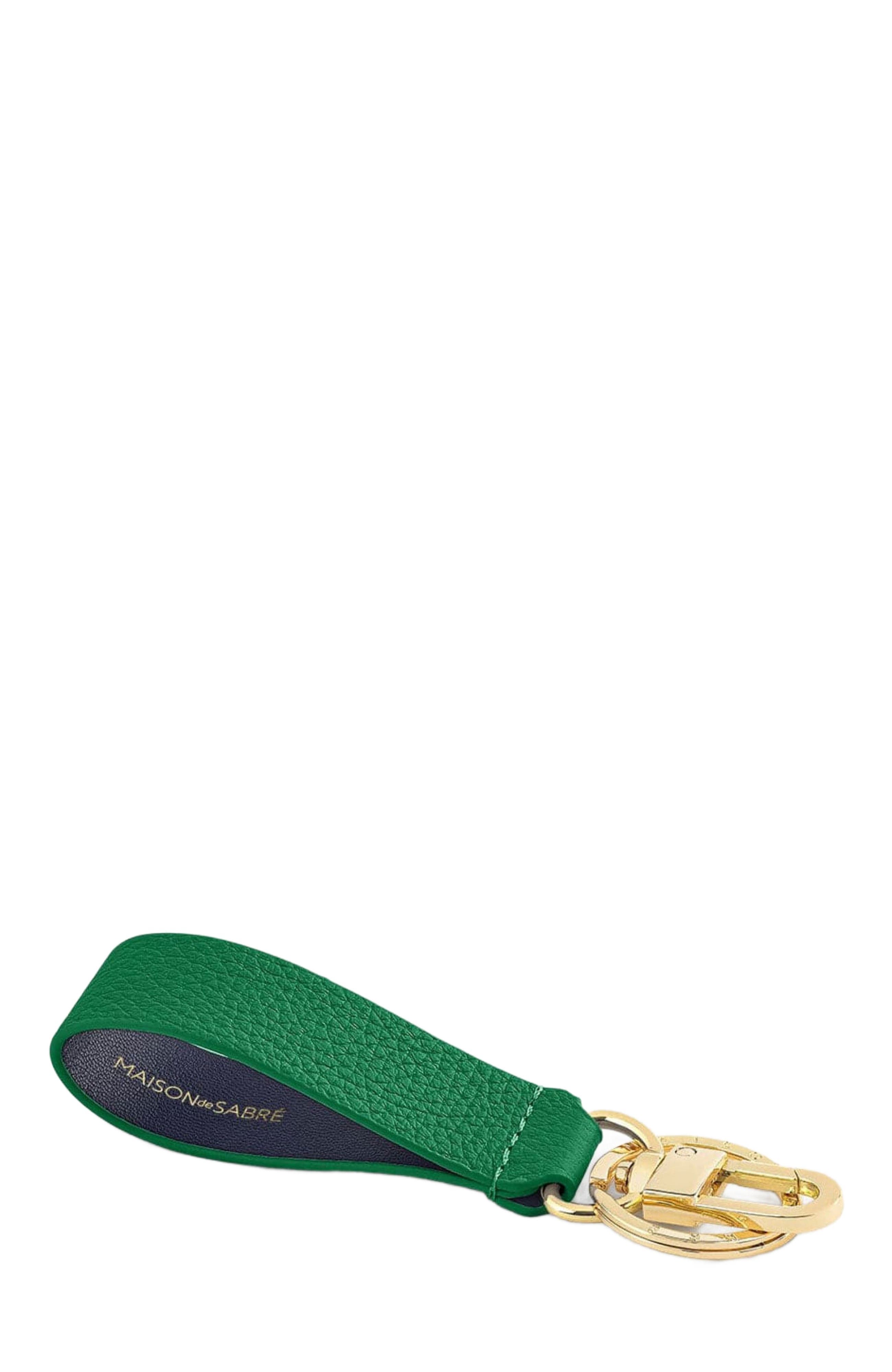 MAISON de SABRÉ Upcycled Leather Keychain, Alternate, color, Emerald Green