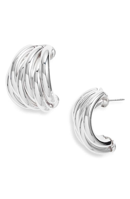 Open Edit Ridge Hoop Earrings In Silver