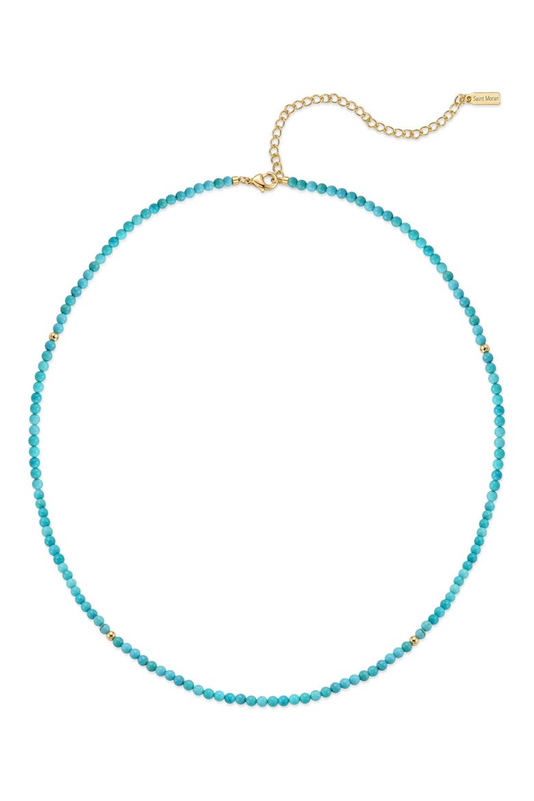 Natural Turquoise Beaded Necklace, Alternate, color, BLUE/ GOLD
