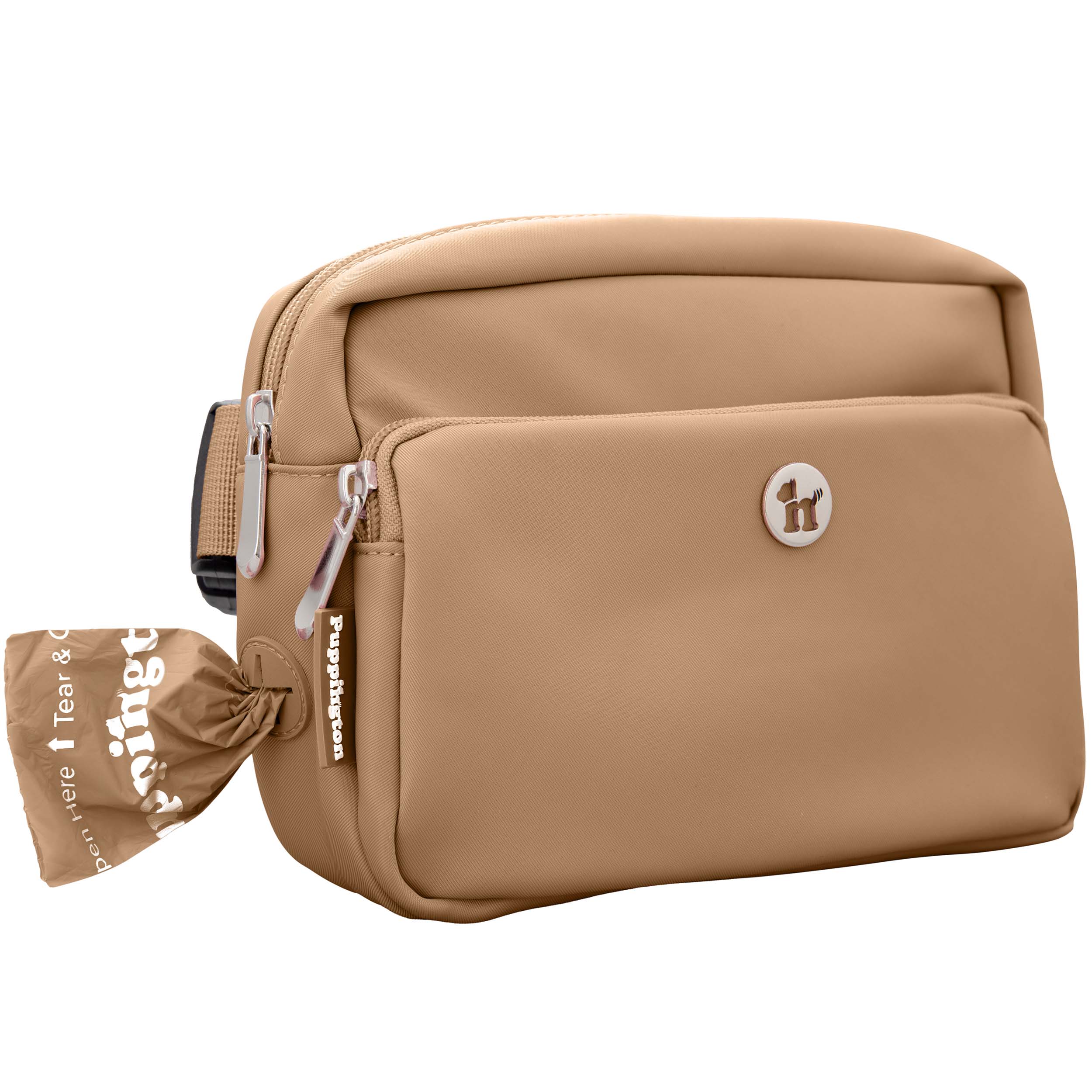 Puppington Walk Star Kit 3-in-1 Dog Walk Bag & Bowl plus Matching 90 Refill Dog Waste Bags, Alternate, color, Latte Beige