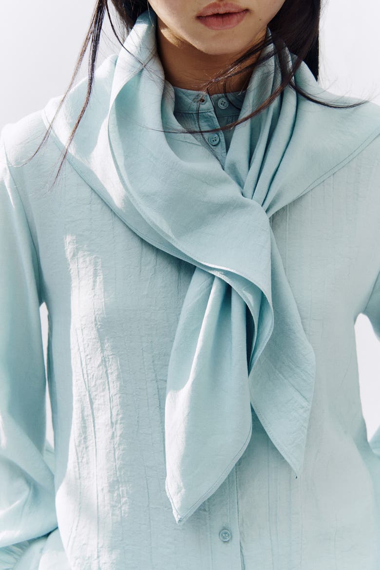 Scarf-detail Shirt, Main, color, Light dusty turquoise