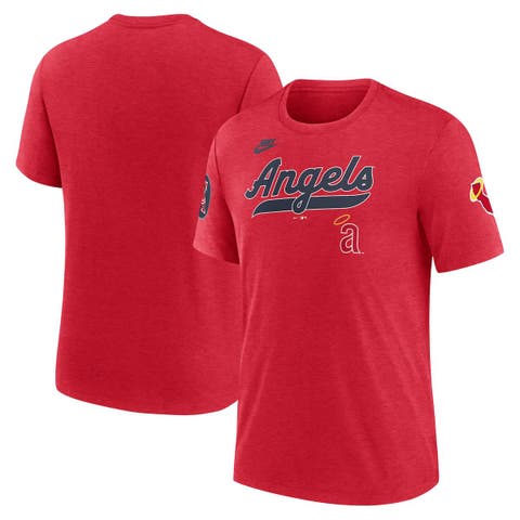 Men's Nike Heather Red California Angels Cooperstown Collection Eras Tri-Blend T-Shirt