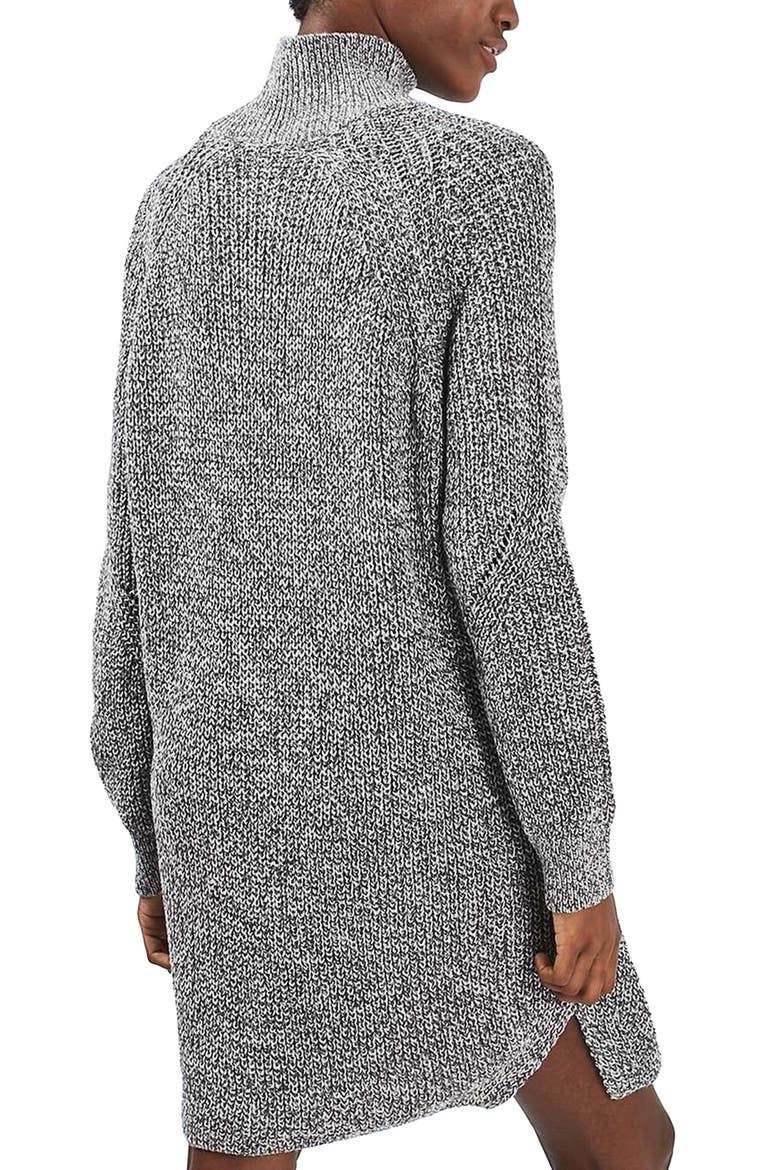 Grunge Funnel Neck Sweater Dress, Alternate, color, CHARCOAL