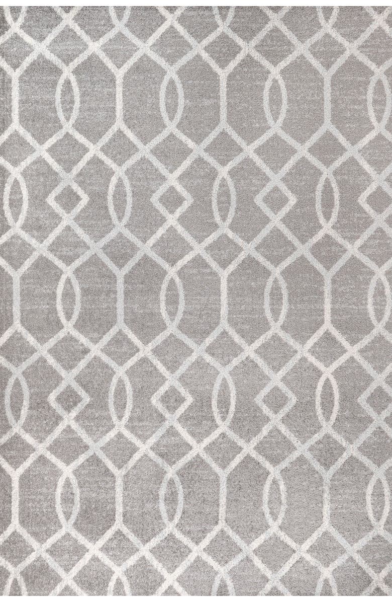 JONATHAN Y Asilah Ogee Fretwork Area Rug, Main, color, Dark Gray/Cream