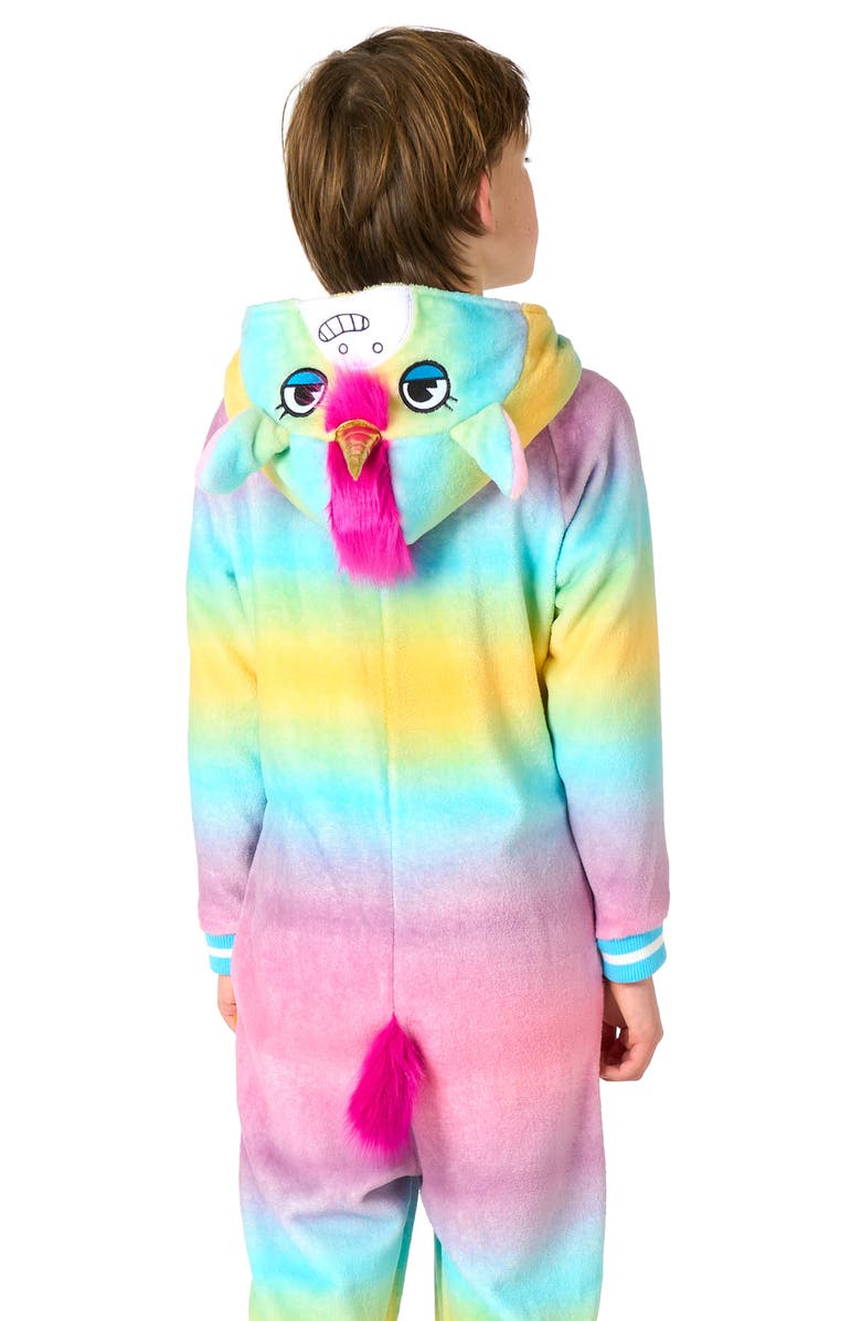 OppoSuits Kids' Unicorn One Piece Hooded Jumpsuit, Alternate, color, Pink Multi