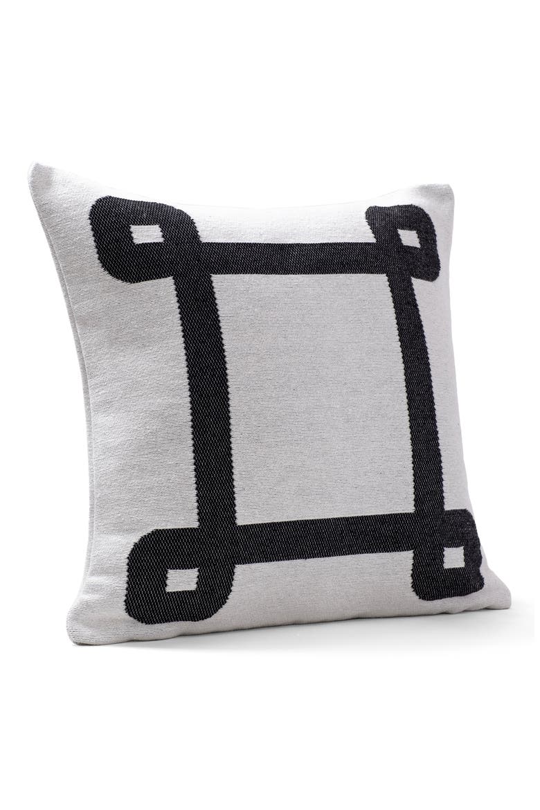 Geometric Border Decorative Pillow, Alternate, color, WHITE