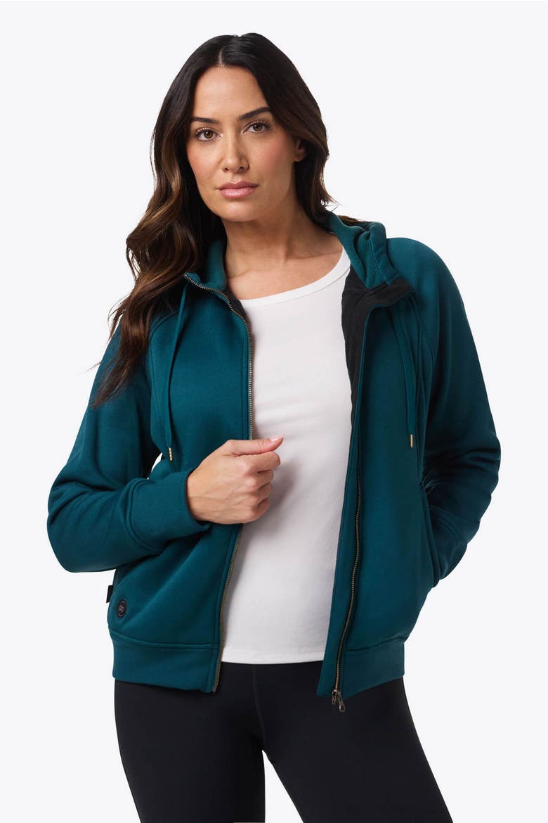Women's  Highland Heated Hoodie, Alternate, color, Dark Teal