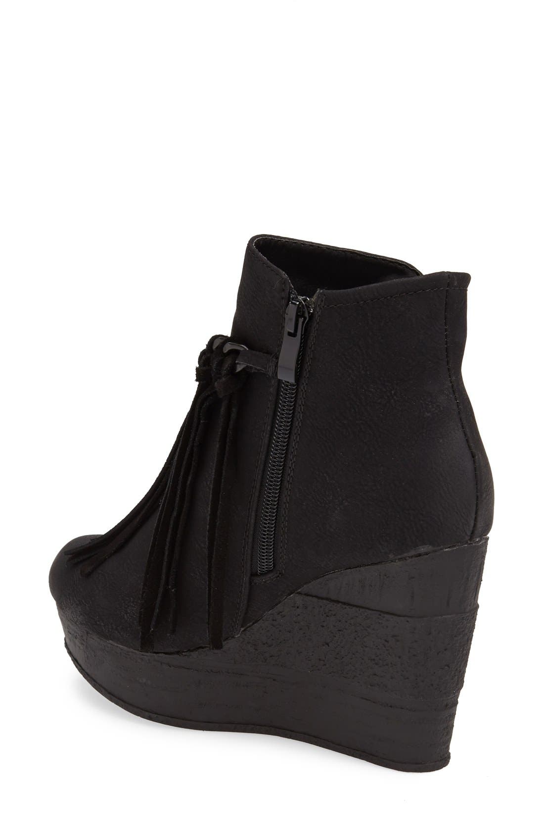 'Zepp' Fringe Bootie, Alternate, color, BLACK
