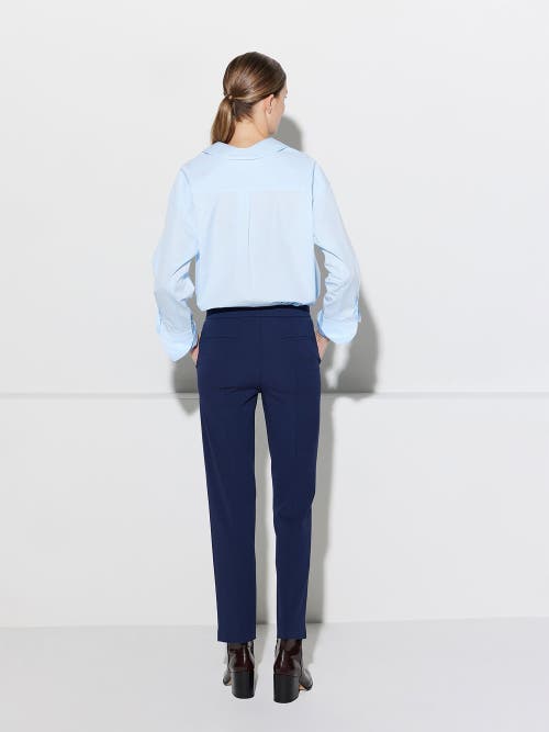 Callas Milano Charlotte Stretch Jersey Cropped Boy Pants In Blue