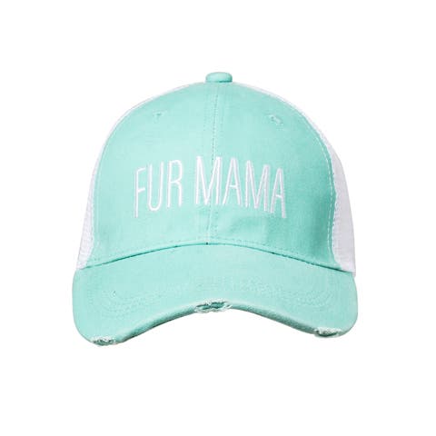 Fur Mama Baseball Hat Cotton Blue