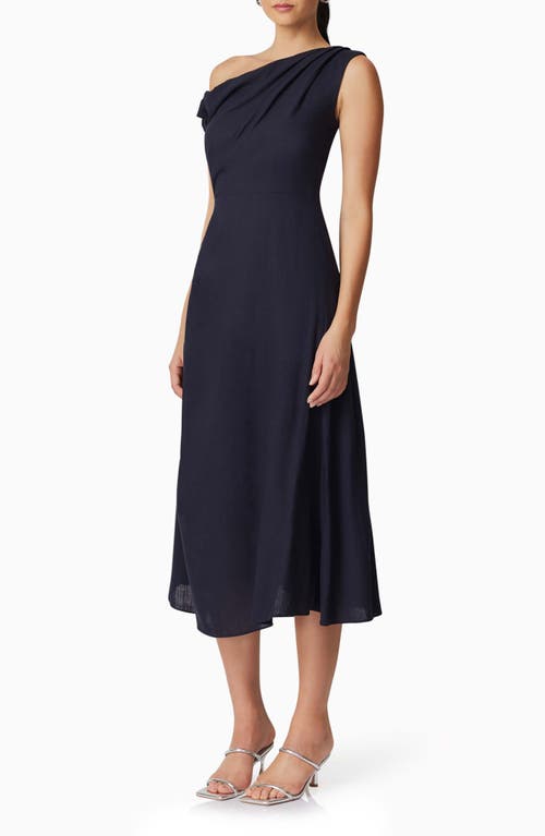 Elliatt Kara One-shoulder Midi Dress In Navy