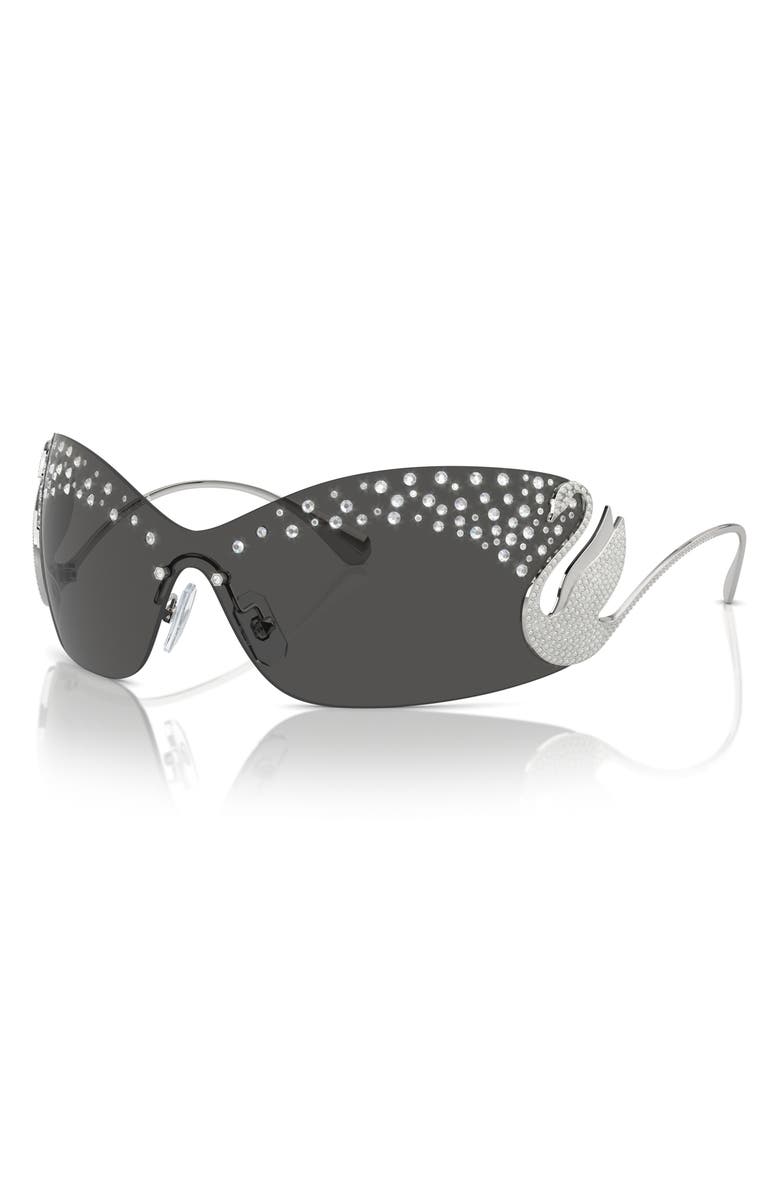 Swarovski 34mm Irregular Sunglasses, Alternate, color, Silver