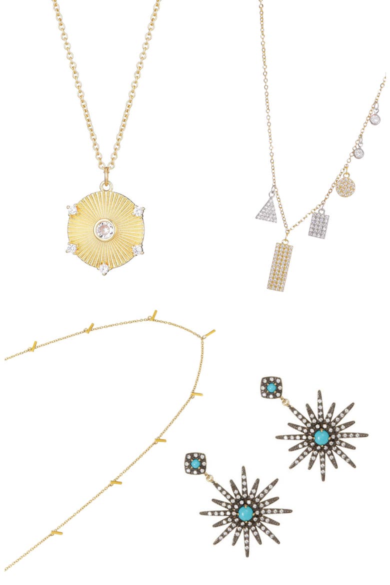 4-Piece Mixed Necklace & Earrings Set, Main, color, GOLD