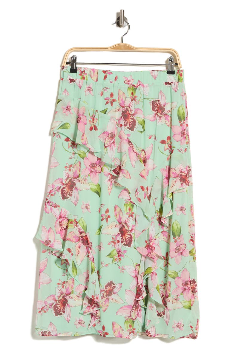 Ruffled Floral Maxi Skirt, Alternate, color, ORCHID ALL OVER MINT