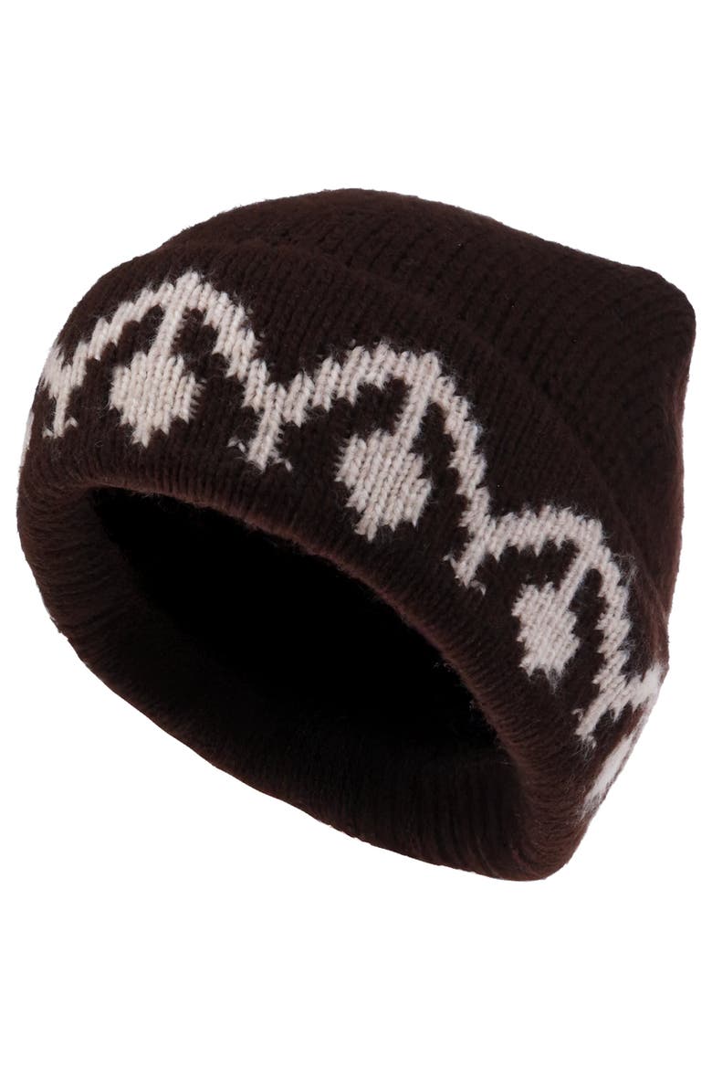 Monogram Cuff Knit Beanie, Alternate, color, HEATHER