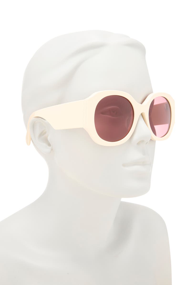 Chloé 55mm Round Sunglasses, Alternate, color, Ivory Ivory Red