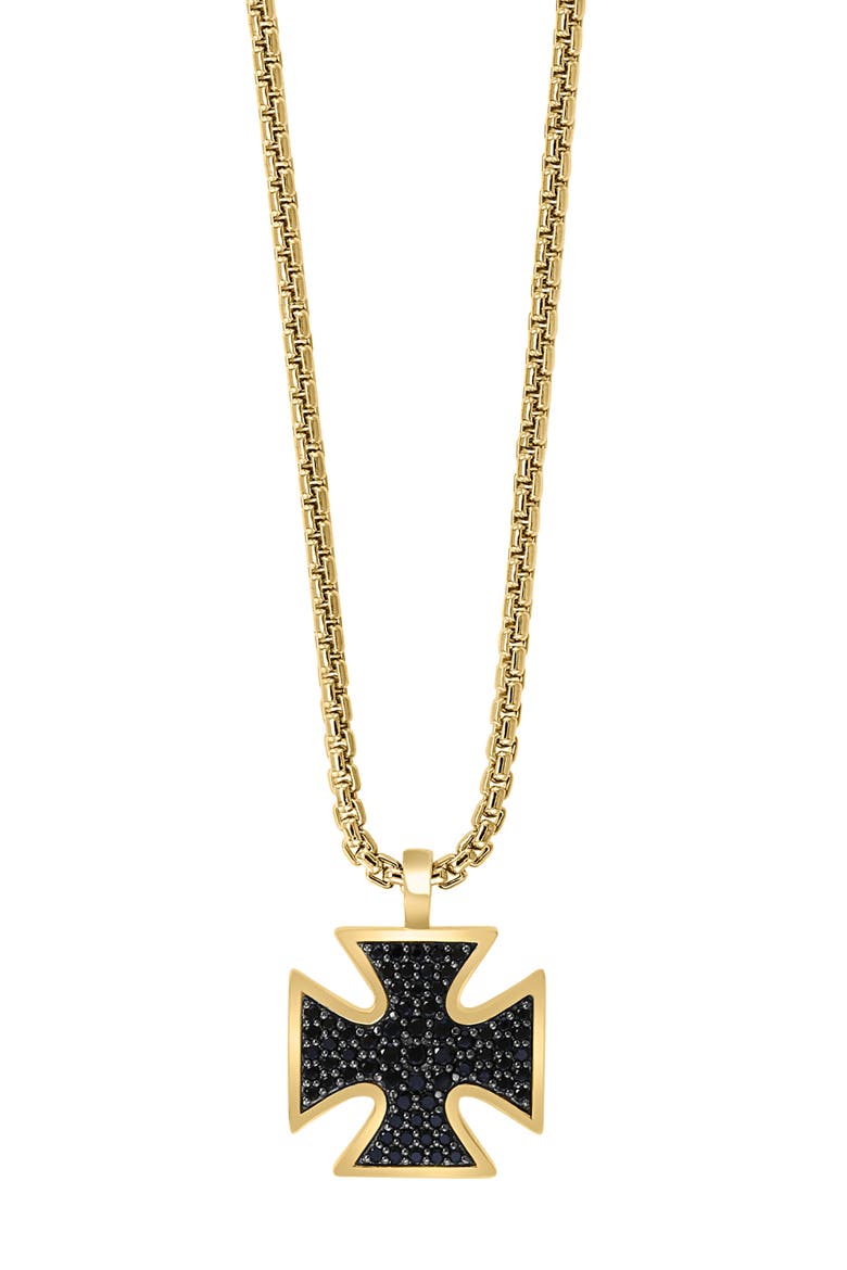 Men's Black Spinel Pendant Necklace, Alternate, color, BLACK