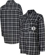 College Concepts Women's College Concepts Black/Gray Brooklyn Nets Boyfriend Button-Up Nightshirt