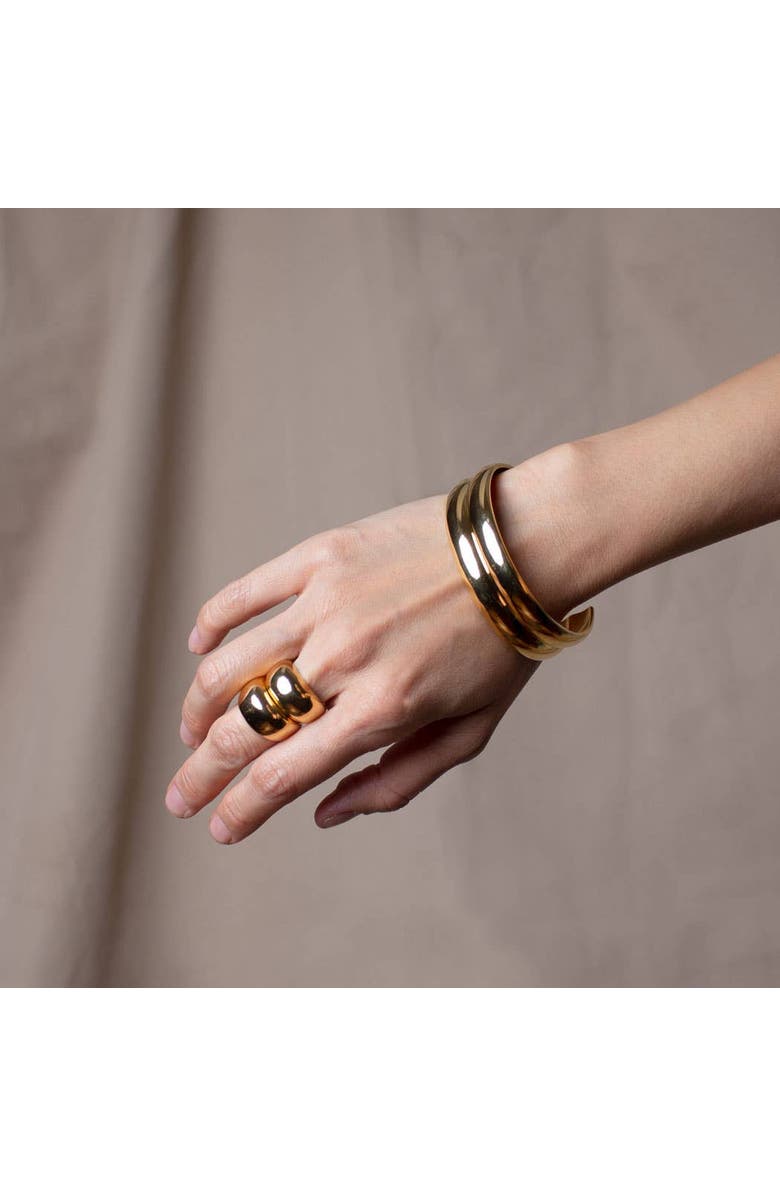 Outofoffice Chunky Gold Statement Bangle, Alternate, color, Silver