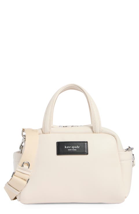 puffed leather satchel bag