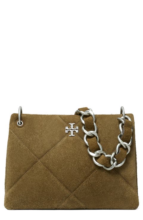 Small Kira Quilted Suede Shoulder Bag