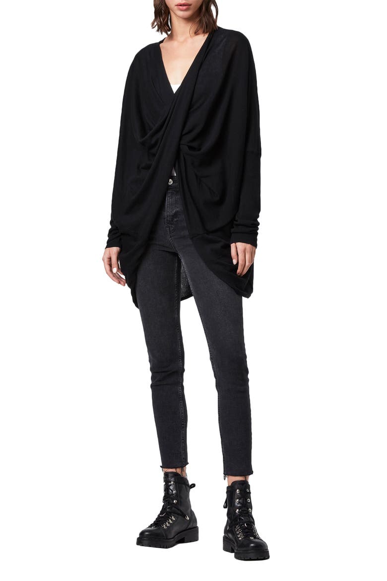 Itat Shrug Cardigan, Alternate, color, BLACK
