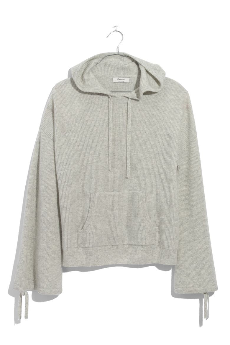 Cashmere Hooded Sweater, Alternate, color, HEATHER SILVER