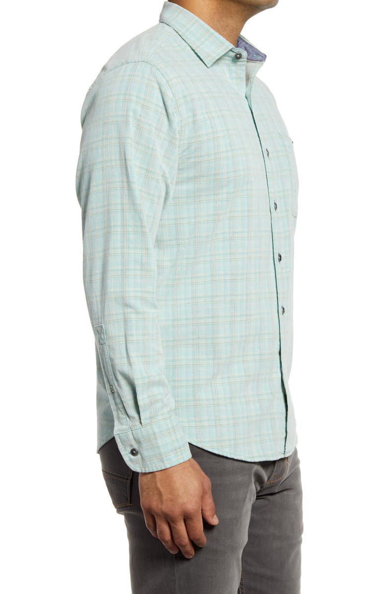 Tommy Bahama Coastline Corduroy Harbor Plaid Cotton Button-Up Shirt, Alternate, color, Malibu