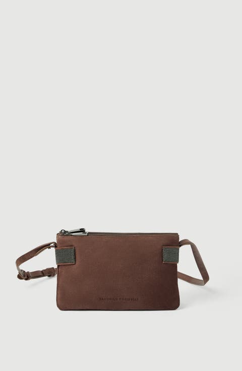 Essence mini shoulder bag in suede with precious bands