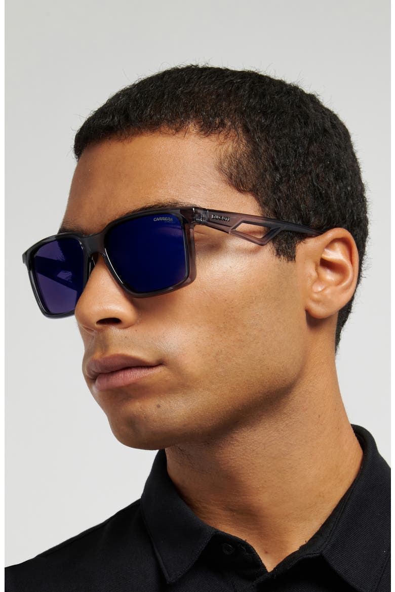 x Ducati 56mm Rectangular Sunglasses, Alternate, color, GREY/ BLUE SKY