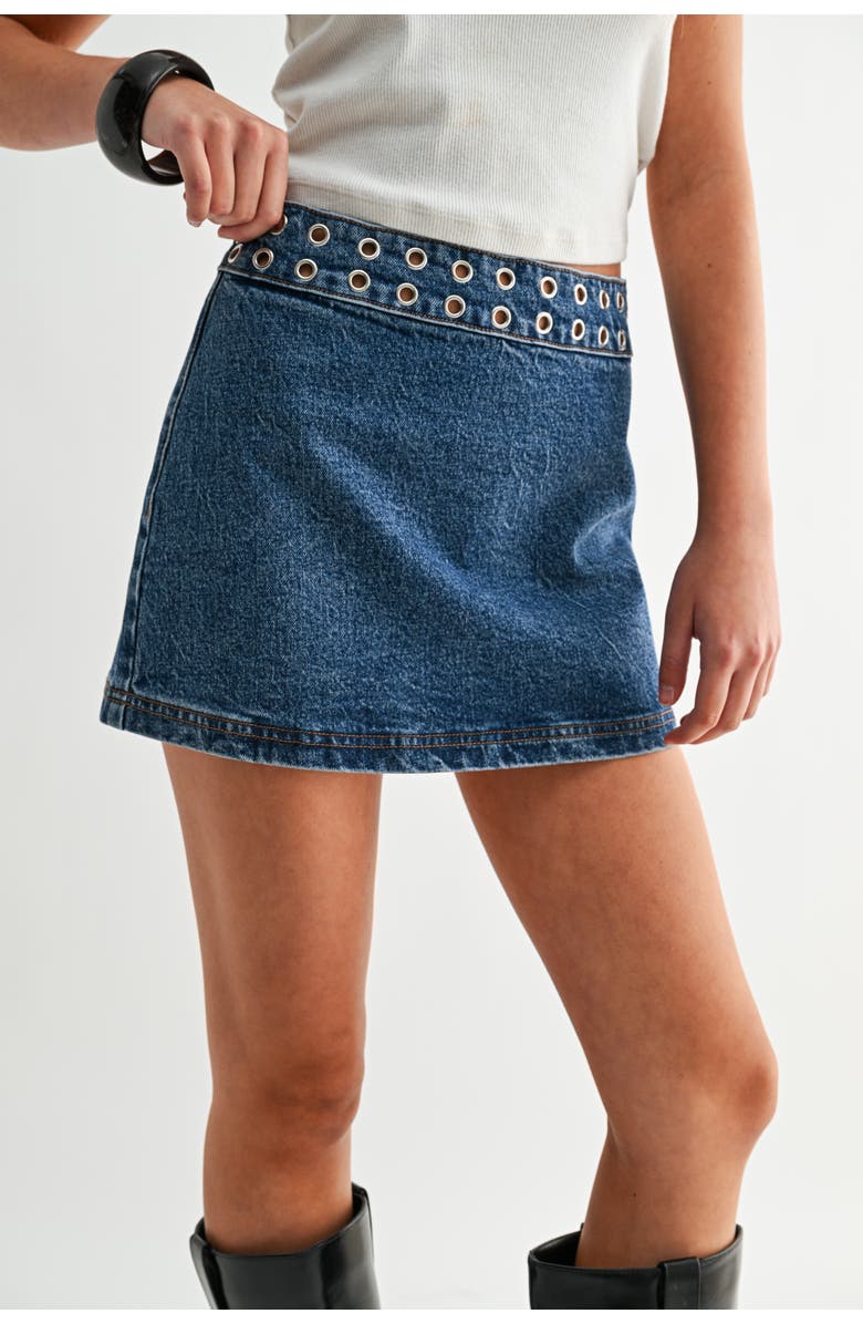 Jemina Denim The Orbit Micro Skirt, Alternate, color, Medium Wash