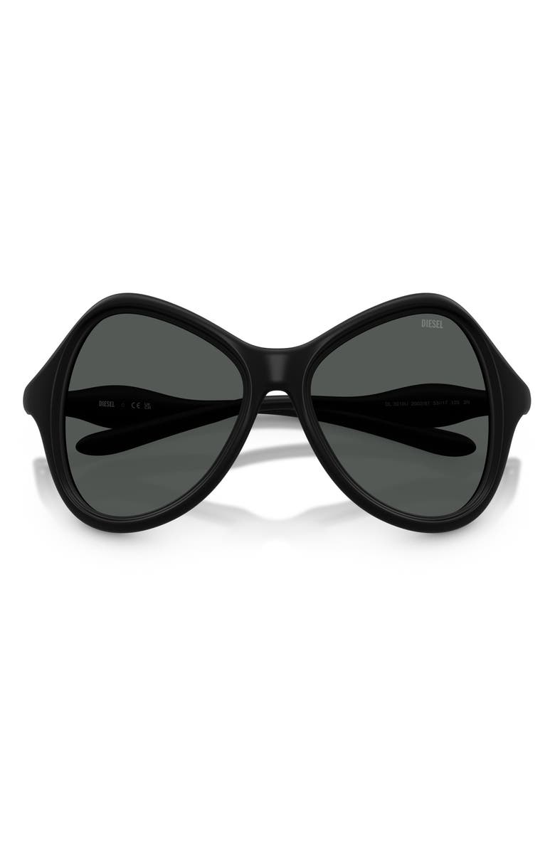 DIESEL<sup>®</sup> DL3010U 53mm Cat Eye Sunglasses, Alternate, color, Black Matte / Dark Grey