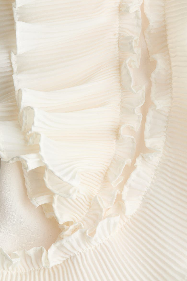 Flounce-Trimmed Tie-Front Blouse, Alternate, color, Cream