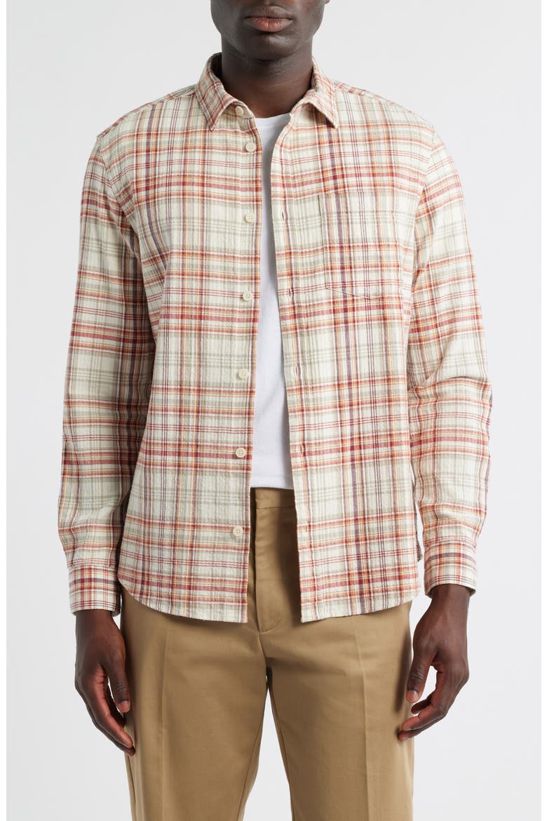 Shelly Seersucker Shirt, Main, color, RUST / MULTI