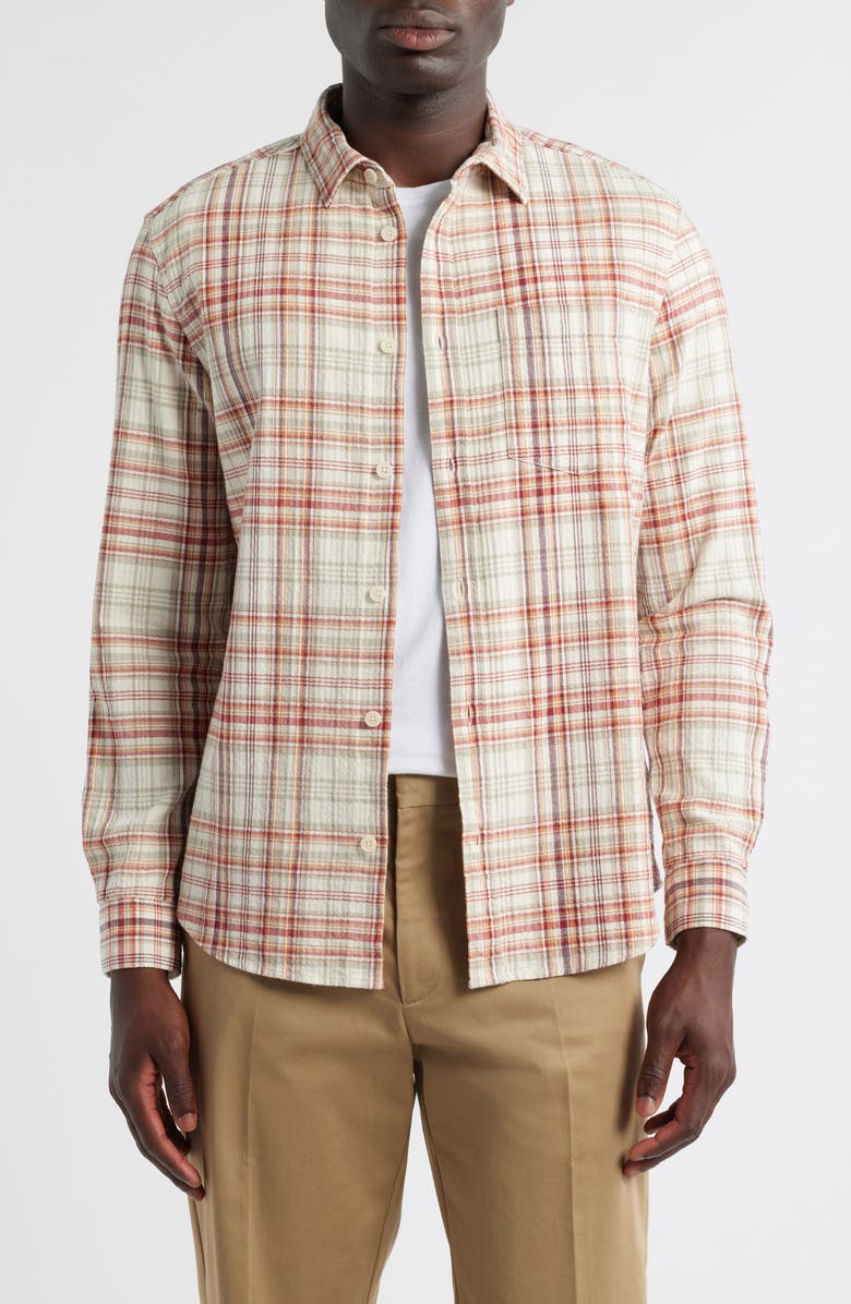 Wax London Shelly Seersucker Shirt, Main, color, Rust / Multi