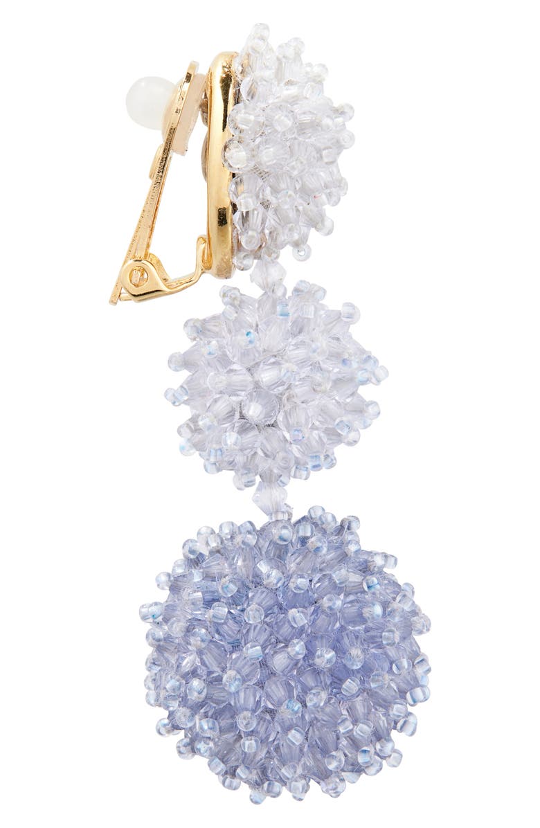Oscar de la Renta Triple Pompom Beaded Drop Earrings, Alternate, color, Blue Multi