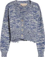 Marni Dishevelled Crop Cotton V-Neck Cardigan